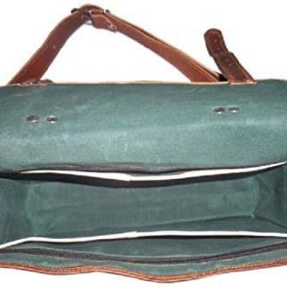 Leather Messenger Bag Unisex Shoulder Satchel for Office School Travel - Picture 4 of 6